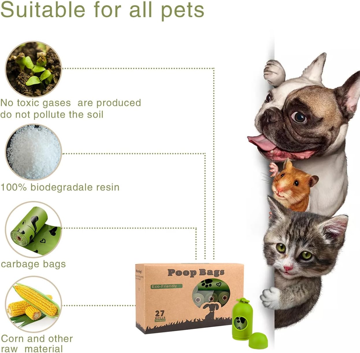 Dog Poop Bag Biodegradable - Dog Waste Bags with Dispenser, Extra Thick Strong Leak Proof Poop Bags for Dogs Doggy | Scented