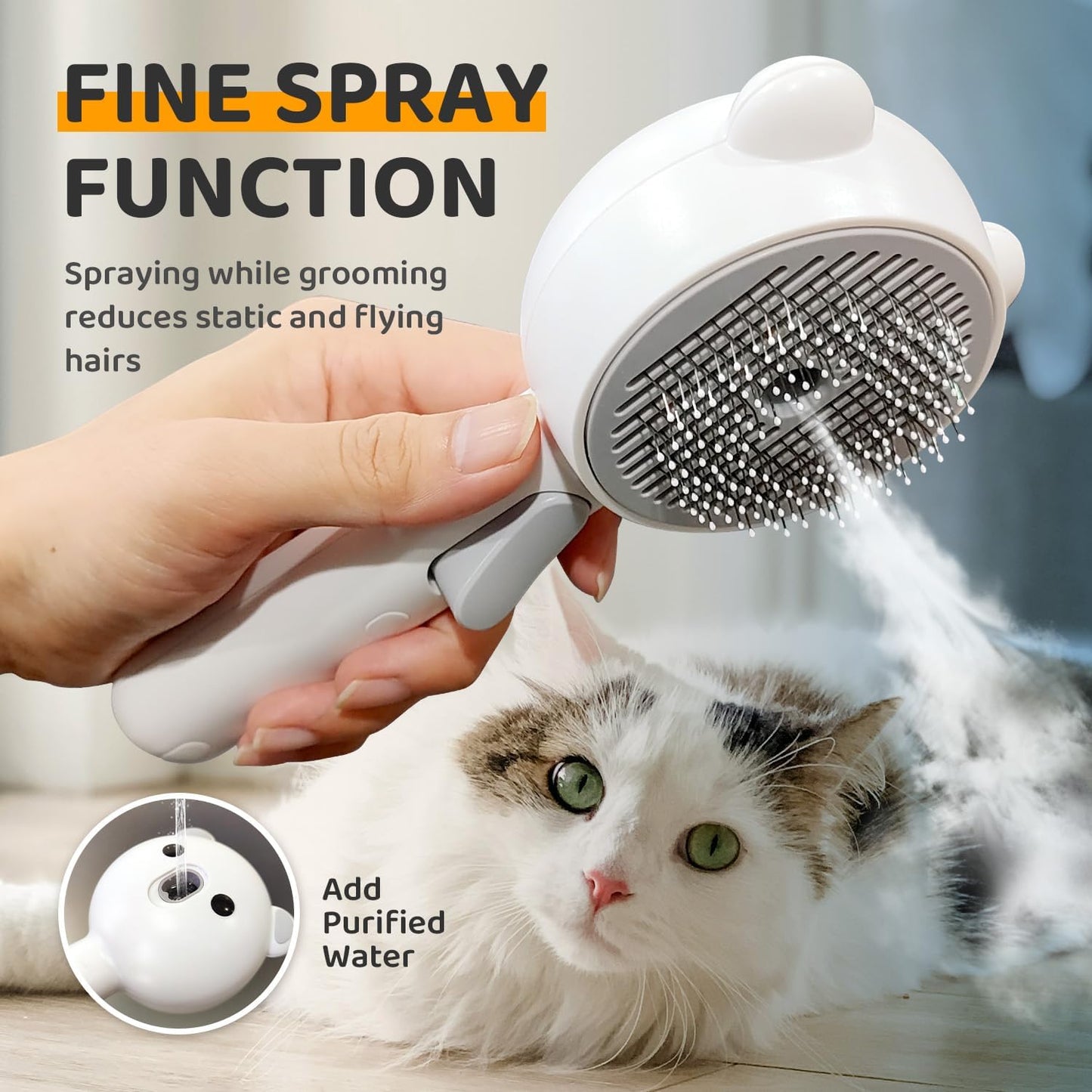 3-in-1 Cat Steam Brush – Self-Cleaning Spray Pet Comb for Shedding, Hair Removal & Grooming Long or Short Hair Cats and Dogs