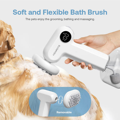 Electric Dog Shampoo Dispenser with Shampoo Brush, Shampoo Foamer for Dogs Bathing, Massaging and Grooming, Two Foaming Modes, Rechargeable Dog Foam Sprayer for Short and Long Haired Pet