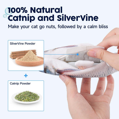 Cat Toy Flopping Fish with Catnip, Moving Kitten Kicker, Floppy Wiggle Fish,  Interactive Motion Exercise Toy, 10.5 Inches