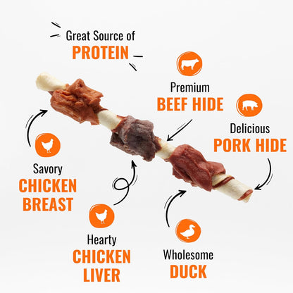 Good 'N' Fun Kabobs Long-Lasting Dog Treat, with Real Proteins, Beef Hide and Premium Chicken, Supports Dental Health, Mental Stimulation, 18 Count