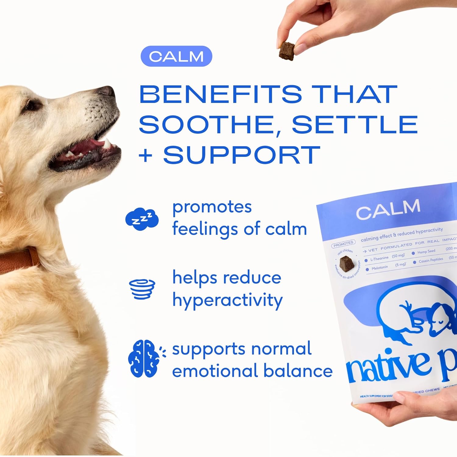 Calming Chews for Dogs - Melatonin for Dogs Anxiety Relief - Grain Free All Natural Hemp Calming Treats & L-Theanine Helps Manage Stress & Separation Anxiety - Puppy Sleep Aid - 30 Chews