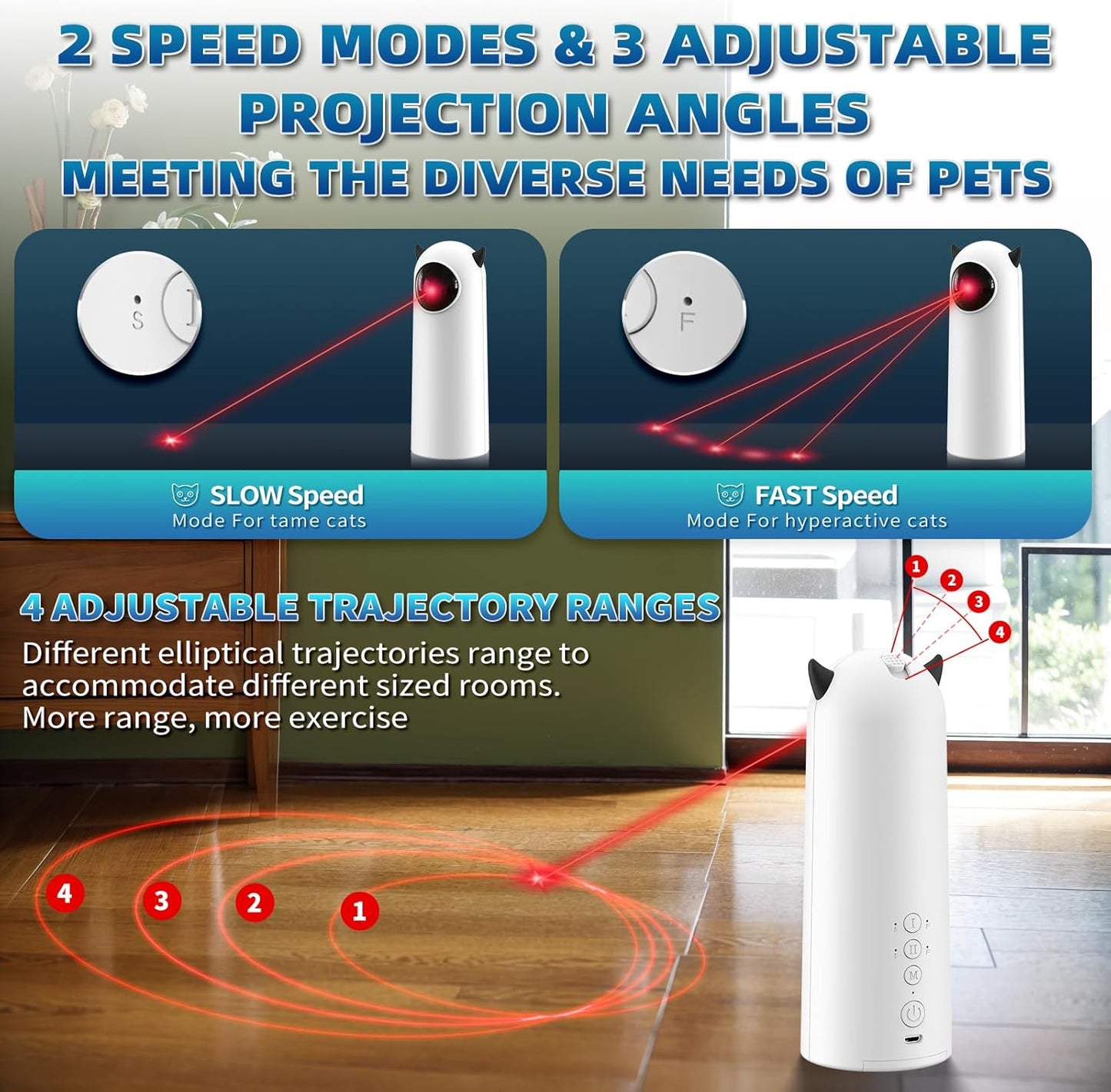 Laser Cat Toy for Indoor Cats, Real Trajectory Motion Activated Cat Toy, Automatic Laser Pointer Interactive Automated Cat Toy