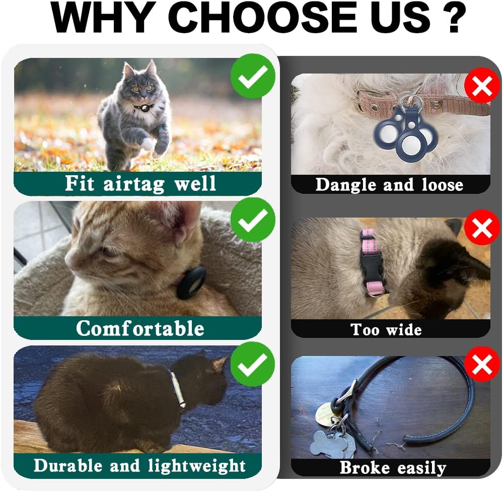 Airtag Cat Collar Breakaway, Reflective Kitten Collar with Apple Air Tag Holder and Bell for Girl Boy Cats, 0.4 Inches in Width and Lightweight (Blue)