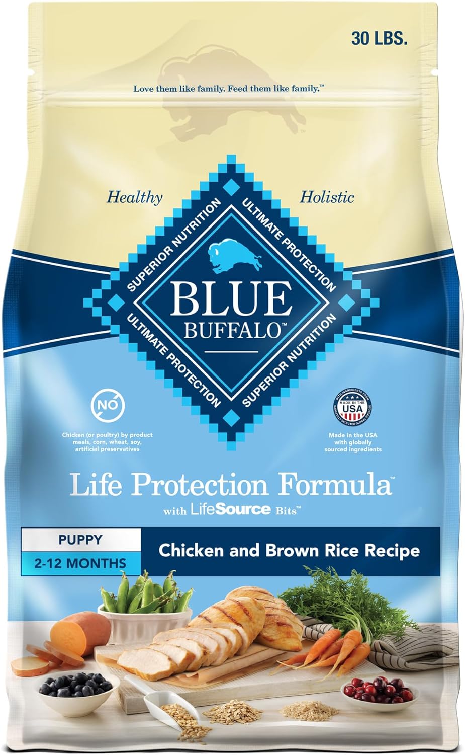 Life Protection Formula Puppy Dry Dog Food with DHA and ARA, Made with Natural Ingredients, Chicken & Brown Rice Recipe, 15-Lb Bag