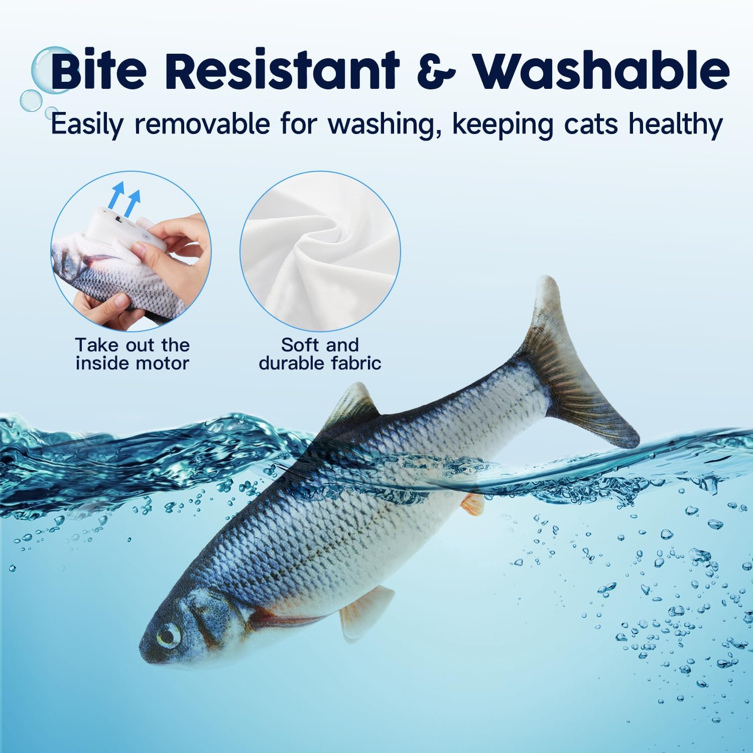 Cat Toy Flopping Fish with Catnip, Moving Kitten Kicker, Floppy Wiggle Fish,  Interactive Motion Exercise Toy, 10.5 Inches