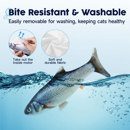 Cat Toy Flopping Fish with Catnip, Moving Kitten Kicker, Floppy Wiggle Fish,  Interactive Motion Exercise Toy, 10.5 Inches