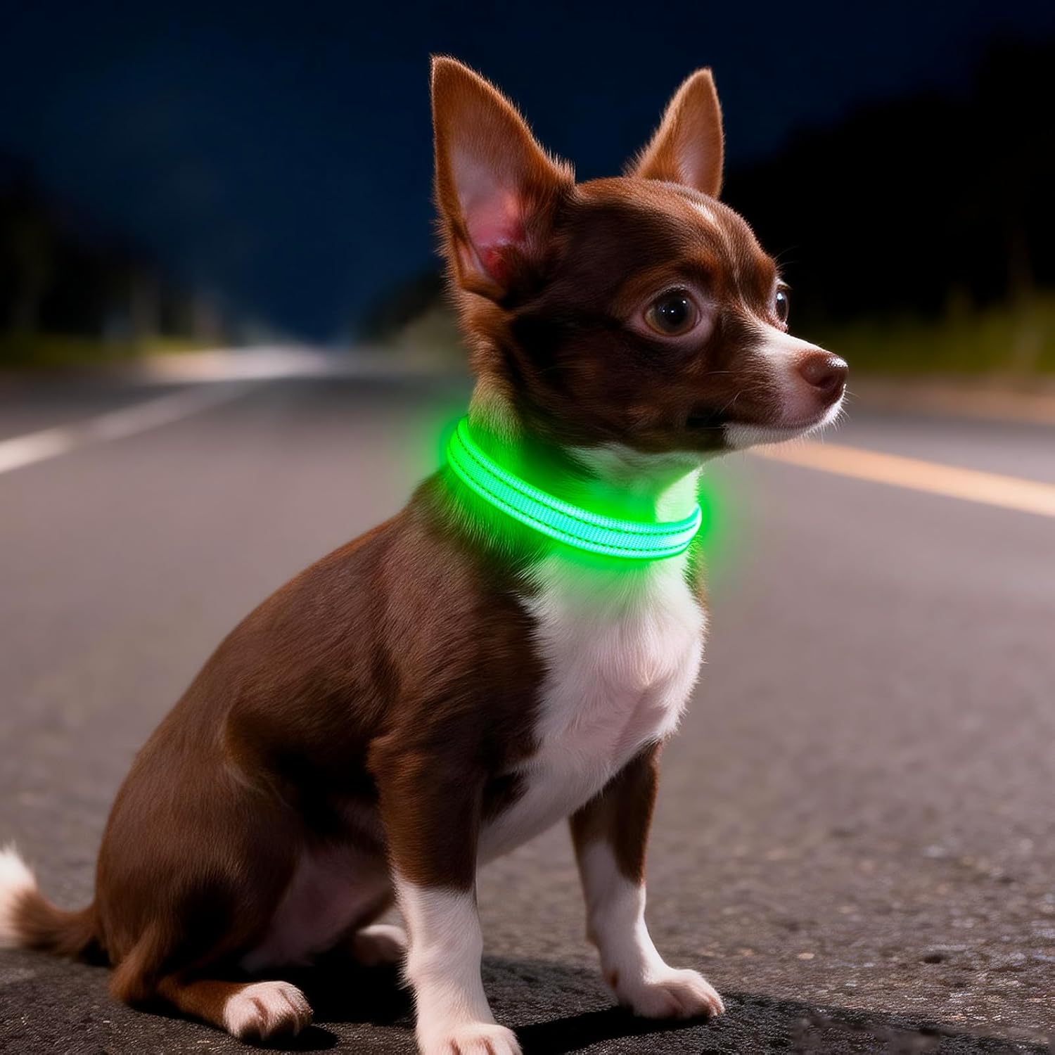 Light up Dog Collar for Small Dogs, LED Dog Collar Rechargeable Safety Dog Lights, Fully Adjustable Glow in the Dark Collars(X-Small)