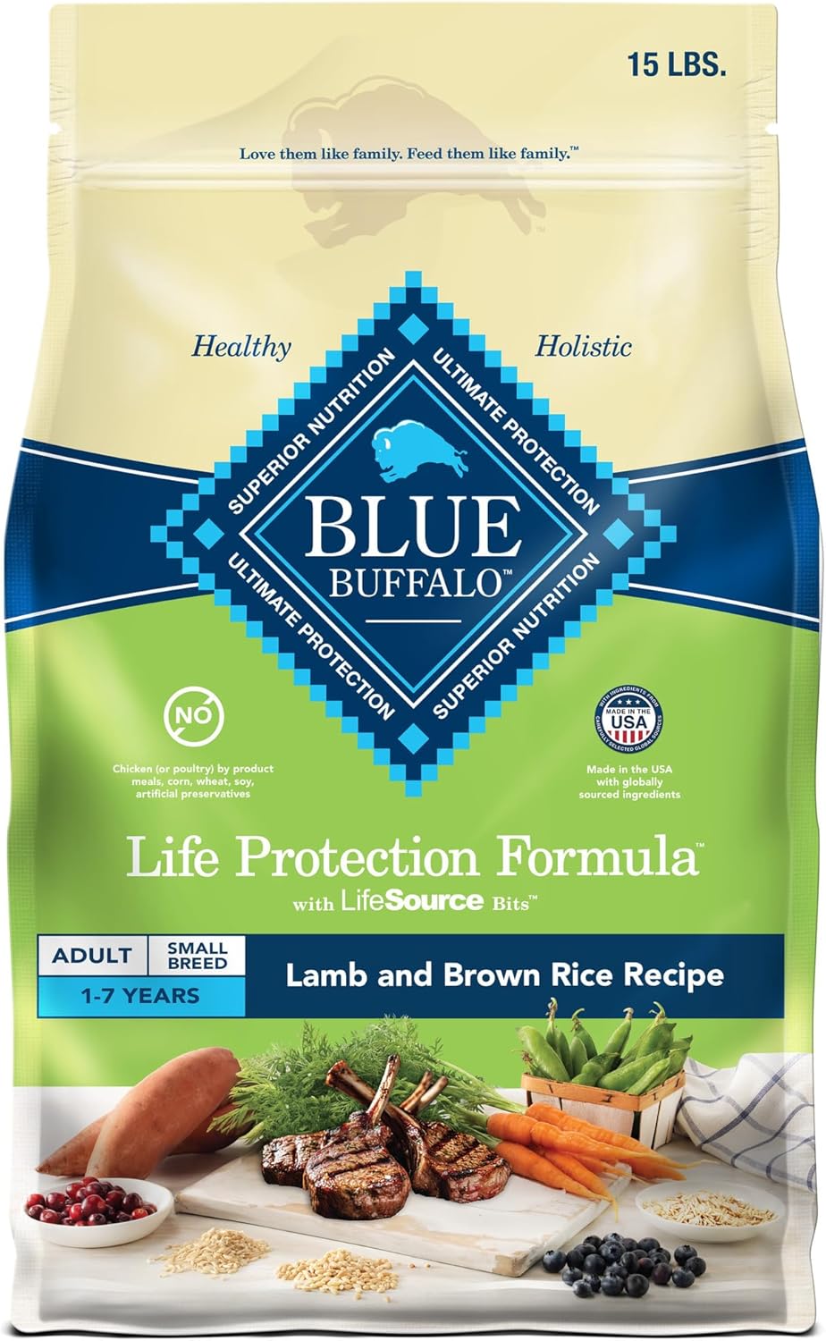 Life Protection Formula Adult Small Breed Dry Dog Food, Supports High Energy Needs, Made with Natural Ingredients, Chicken & Brown Rice Recipe, 15-Lb Bag