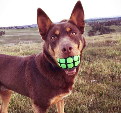 Teeth Dog Ball Toy Squeaky Fetch - Rubber Funny Ball for Large Medium Dogs