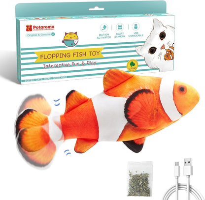 Cat Toy Flopping Fish with Catnip, Moving Kitten Kicker, Floppy Wiggle Fish,  Interactive Motion Exercise Toy, 10.5 Inches