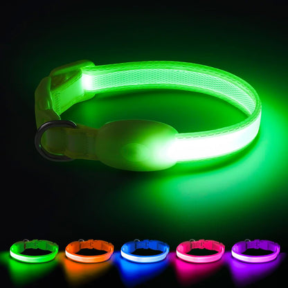 LED Dog Collar, Light up Dog Collar Adjustable USB Rechargeable Super Bright Safety Light Glowing Collars for Dogs