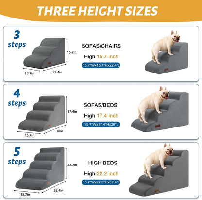 Dog Steps for Bed or Couch,3 & 4-Step Pet Stairs Ramp 