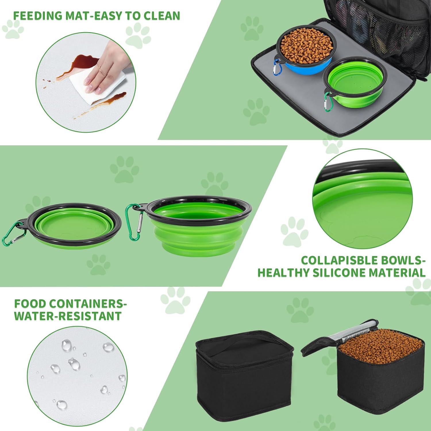 Large Dog Travel Bag for Supplies with Food Bowl