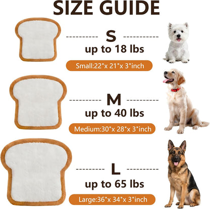 Toast Shaped Dog Bed Mats with Orthopedic Foam, Machine Washable Non-Slip Pet Bed