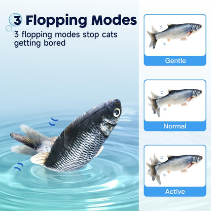 Cat Toy Flopping Fish with Catnip, Moving Kitten Kicker, Floppy Wiggle Fish,  Interactive Motion Exercise Toy, 10.5 Inches