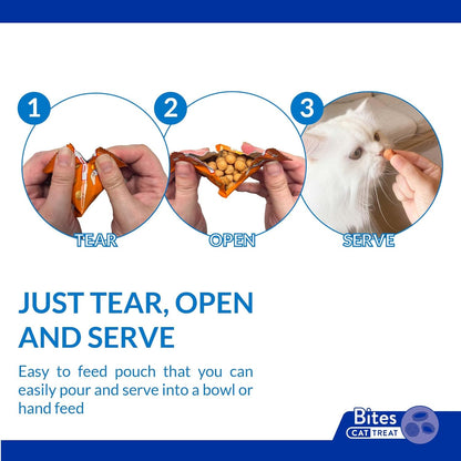 Churu Tidbits for Cats, Soft & Chewy Churu Filled, Baked Chicken Cat Treats with Taurine & Green Tea Extract, 0.42Oz per Pack, 8 Packs Total, Tuna & Salmon Recipe