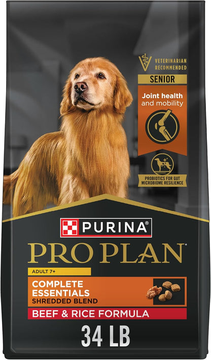 Purina Pro Plan Senior Dog Food with Probiotics for Dogs, Shredded Blend Chicken & Rice Formula - 34 Lb. Bag