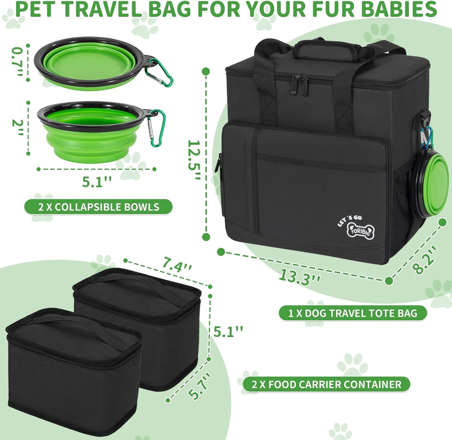 Large Dog Travel Bag for Supplies with Food Bowl