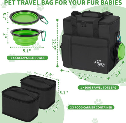 Large Dog Travel Bag for Supplies with Food Bowl