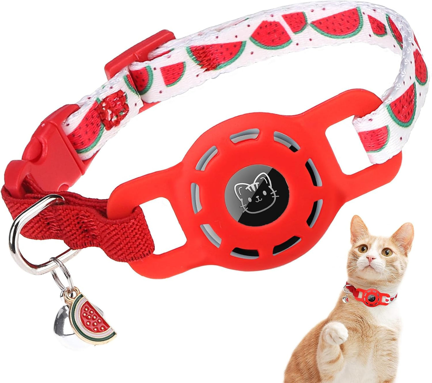 Airtag Cat Collar with Bells, Upgraded Safety Elastic Cat Collar with Airtag Cat Collar Holder, Anti-Lost Cat Collars for Girl Boy Cats, Anti-Suffocation Kitty Puppy Collars