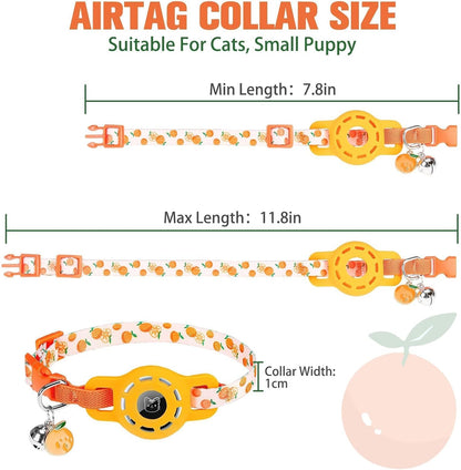 Airtag Cat Collar with Bells, Upgraded Safety Elastic Cat Collar with Airtag Cat Collar Holder, Anti-Lost Cat Collars for Girl Boy Cats, Anti-Suffocation Kitty Puppy Collars