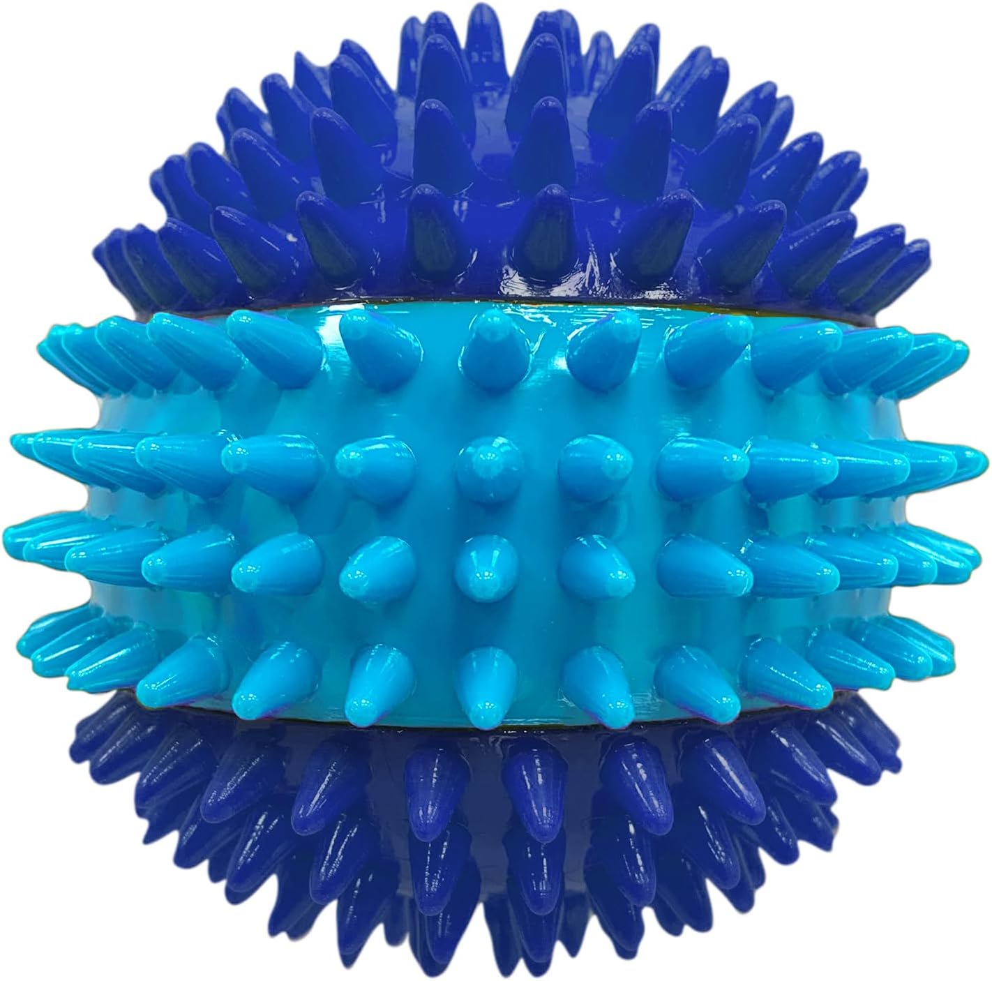 Nerf Dog 3.7In TPR 3-Part Spike Squeak Ball Dog Toy - Dark Blue/Light Blue
