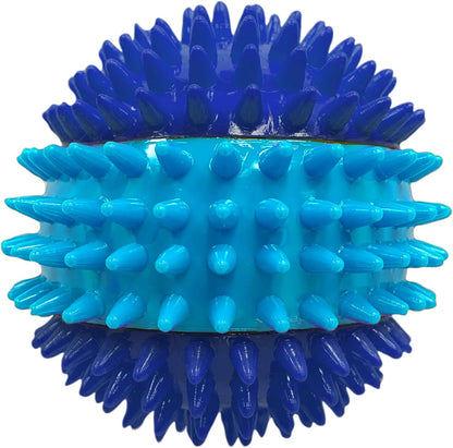 Nerf Dog 3.7In TPR 3-Part Spike Squeak Ball Dog Toy - Dark Blue/Light Blue