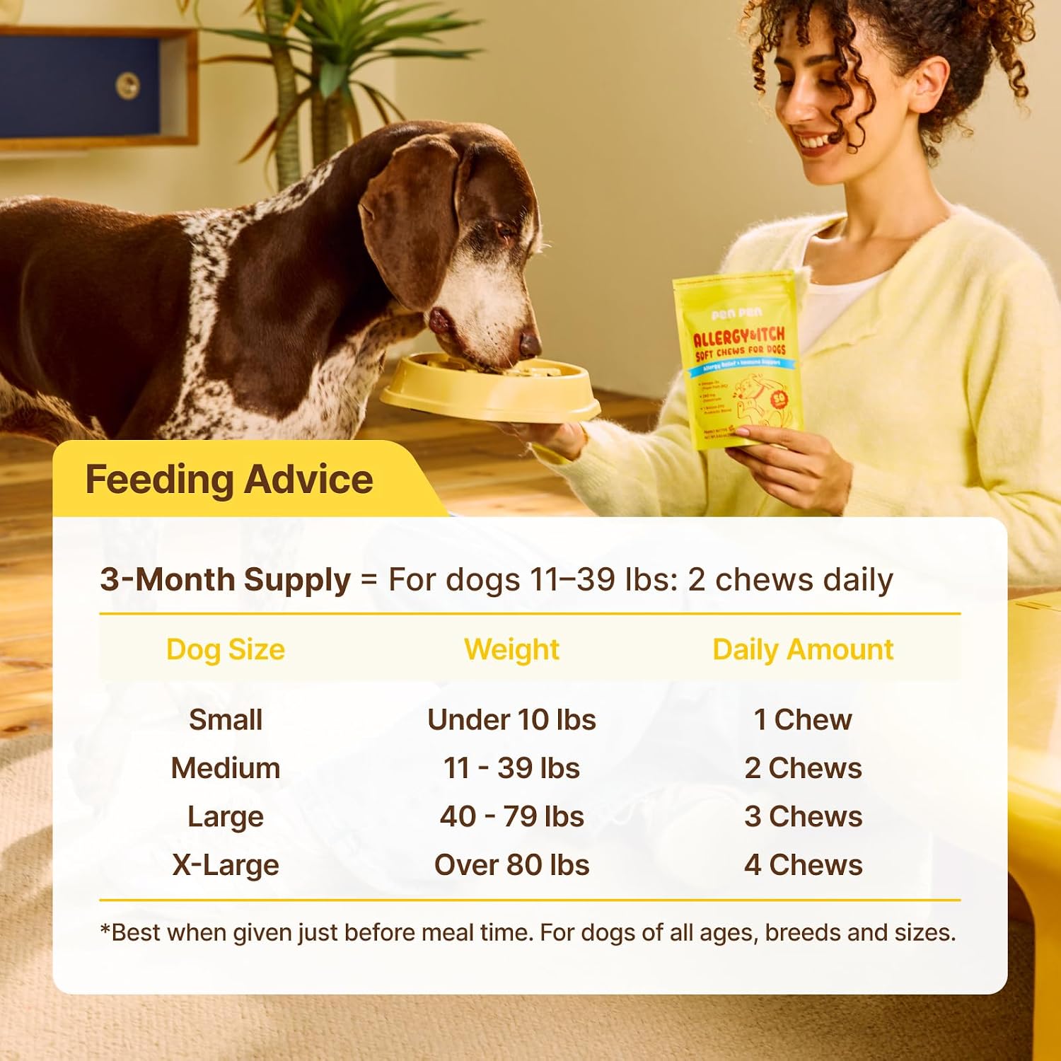 Dog Allergy Chews - Anti-Itch & Itchy Skin Support for Dogs, Probiotics & Omega 3 (Fish Oil) for Immune & Gut Health - Peanut Butter Flavor - 180 Soft Chews