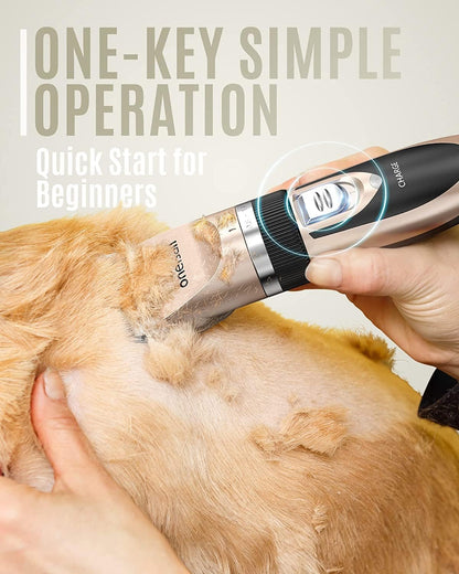 Dog Clipper Low Noise, Dog Grooming Kit with Rechargeable, Pet Shaver Cordless Electric Quiet Hair Clipper Set for Dogs Cats Pets（Gold）