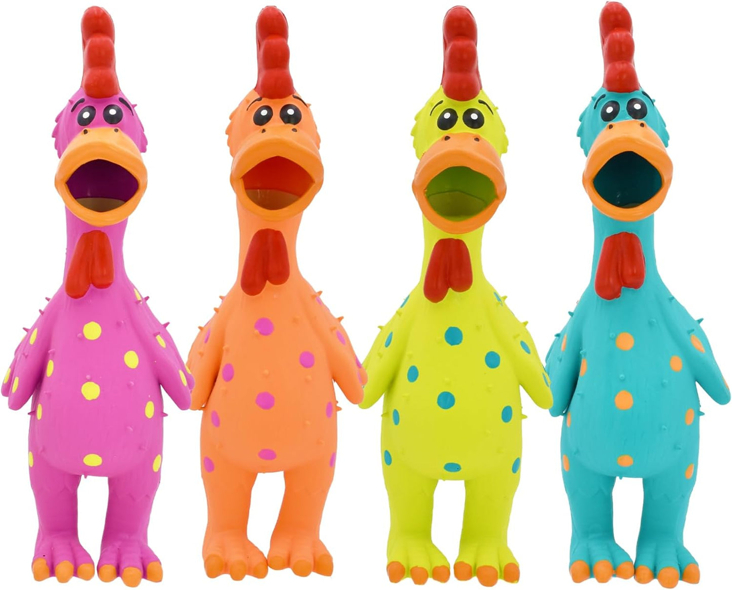 Polka Dot Chicken Latex Dog Toy - Squeaky Toy for All Dogs (1 Count, 11.5”, Random Color Surprise)