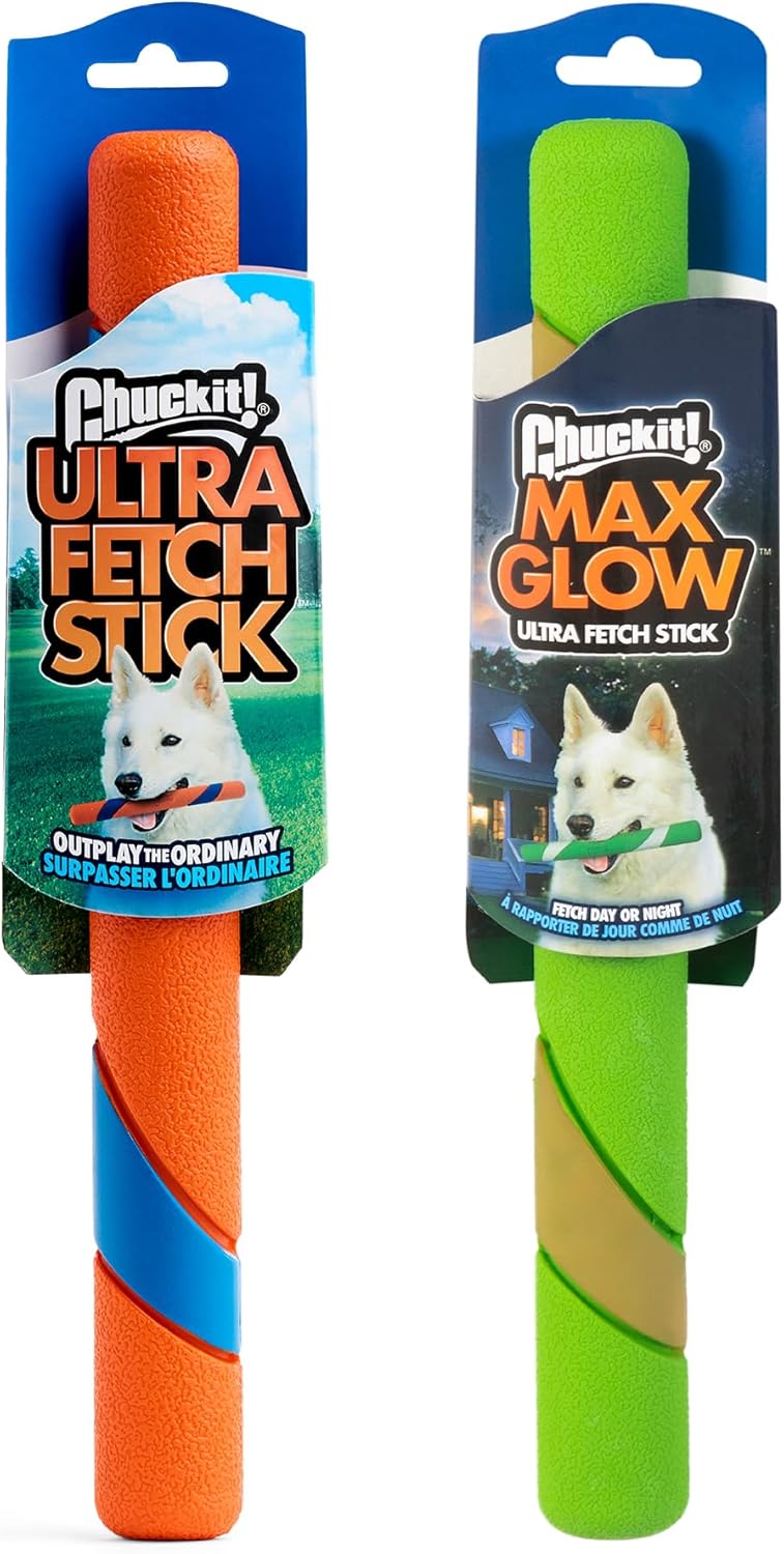 Interactive Dog Toy Ultra Fetch Stick Day & Night Bundle, 12 Inches, Outdoor, Pack of 2