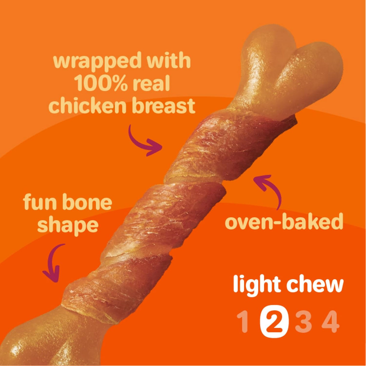 Oinkies Chicken Wrapped Lasting Chew Bone Dog Treats, 