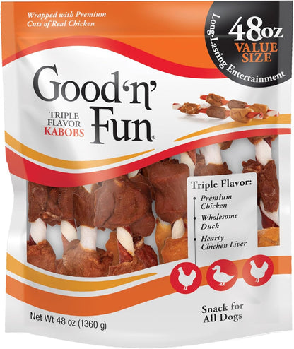 Good 'N' Fun Kabobs Long-Lasting Dog Treat, with Real Proteins, Beef Hide and Premium Chicken, Supports Dental Health, Mental Stimulation, 18 Count