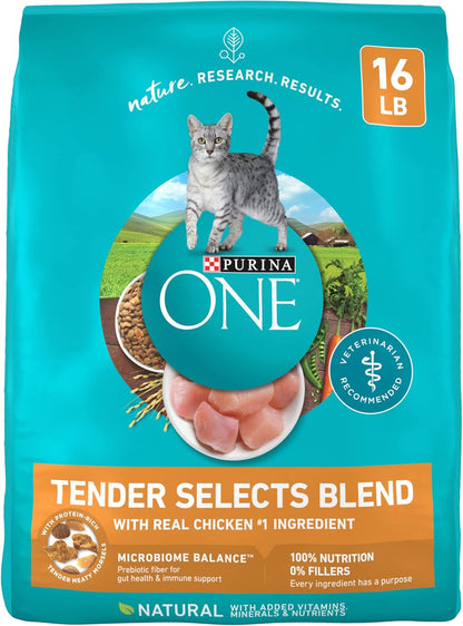 Purina ONE Natural Dry Cat Food, Tender Selects Blend with Real Chicken - 22 Lb. Bag