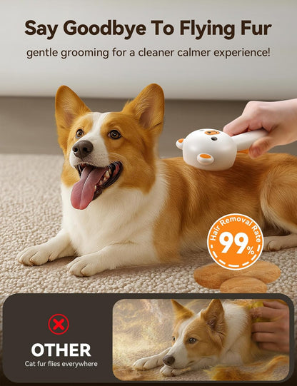 Pet Steam Brush for Dogs & Cats, Dual Speed Spray USB Rechargeable Grooming Supplies, Brush for Shedding Suitable for All Long- and Short-Haired Pets