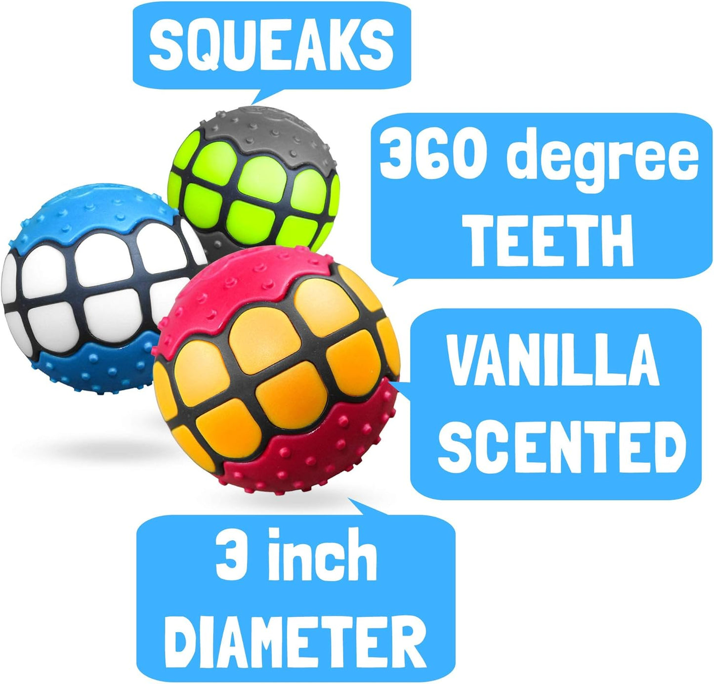 Teeth Dog Ball Toy Squeaky Fetch - Rubber Funny Ball for Large Medium Dogs