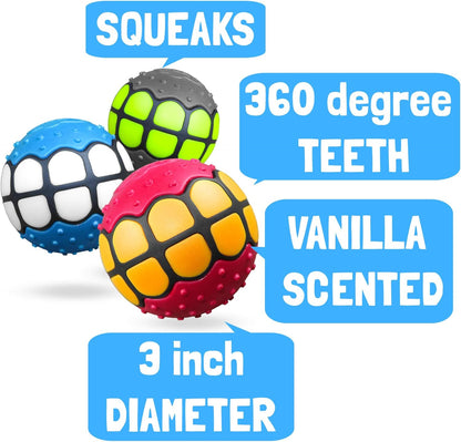 Teeth Dog Ball Toy Squeaky Fetch - Rubber Funny Ball for Large Medium Dogs