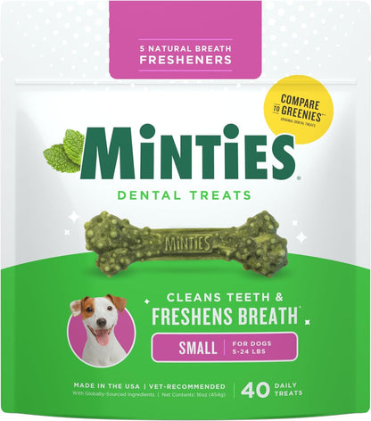 Dental Chews for Dogs, 40 Count, Vet-Recommended Mint-Flavored Dental Treats for Medium Dogs 25-50 Lbs, Dental Bones Clean Teeth, Fight Bad Breath, and Removes Plaque and Tartar