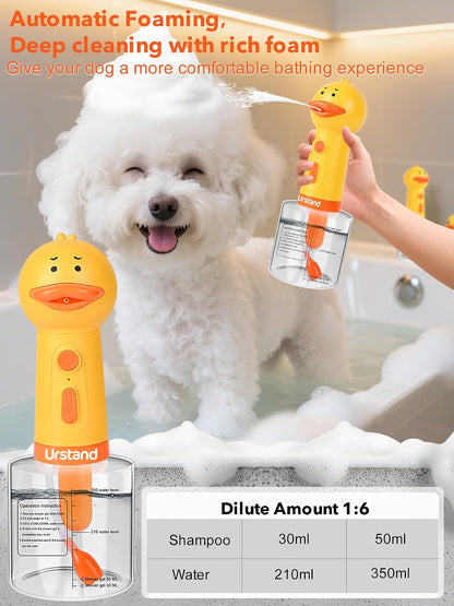 Dog Foaming Soap Dispenser, Automatic Electric Dog Shampoo Foamer Sprayer, Rechargeable Ducky Foaming Dog Shampoo Sprayer for Dog and Cat Bathing