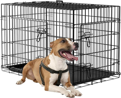 Dog Crate 36Inch Dog Cage Foldable Metal Kennel with Leakproof Tray Foldable Design Indoor Outdoor Use for Medium Dogs,Black