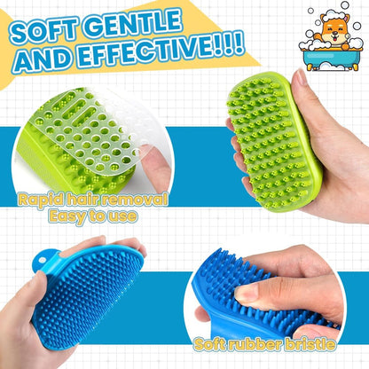 3PCS Dog Bath Brush | Dog Scrubber for Bath | Dog Shampoo Brush 