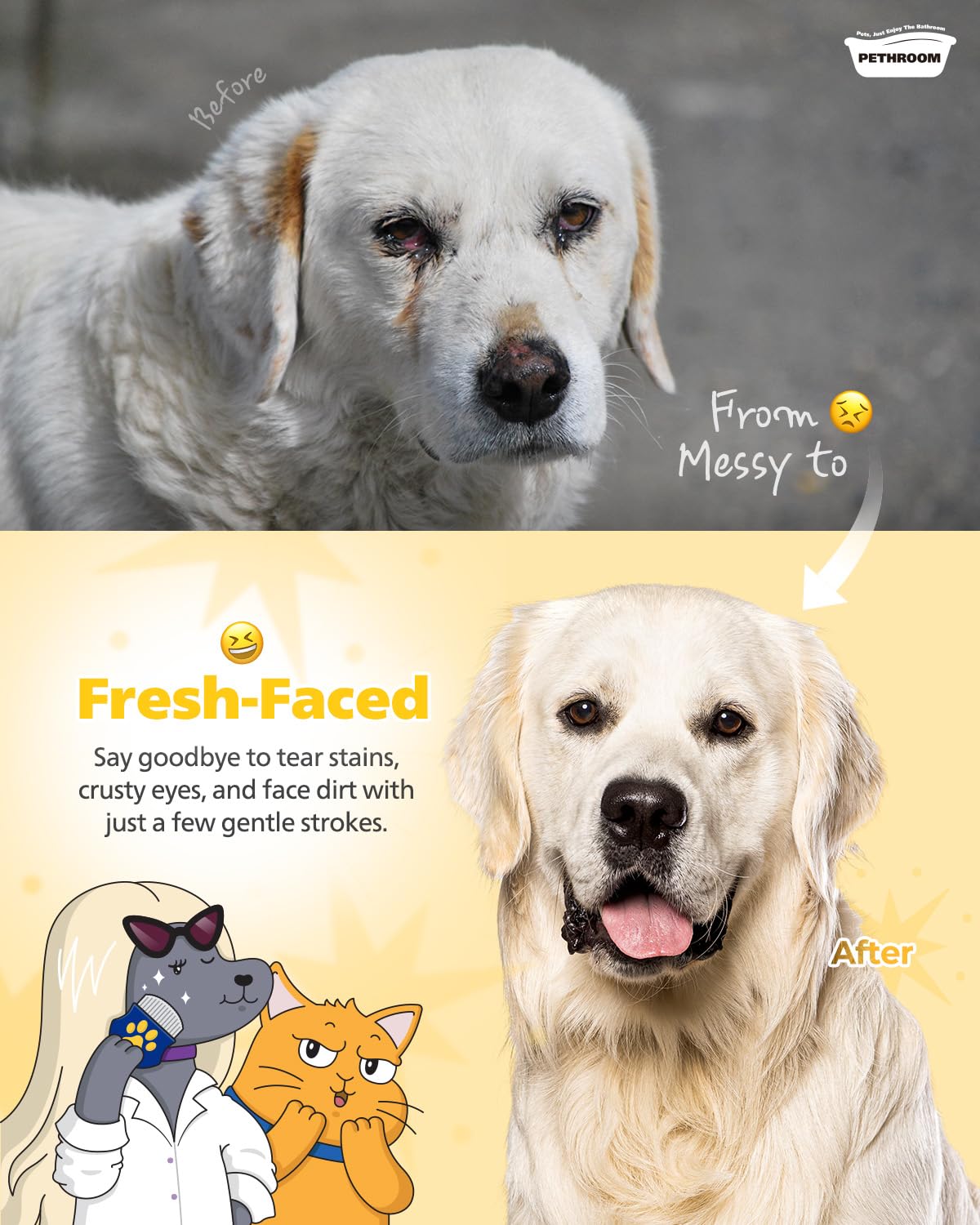 Professional Eye Comb for Pets | Stainless Steel Tear Stain Remover for Cats & Dogs | Gentle Round-Head Grooming Tool 