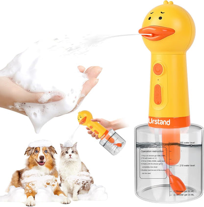 Dog Foaming Soap Dispenser, Automatic Electric Dog Shampoo Foamer Sprayer, Rechargeable Ducky Foaming Dog Shampoo Sprayer for Dog and Cat Bathing