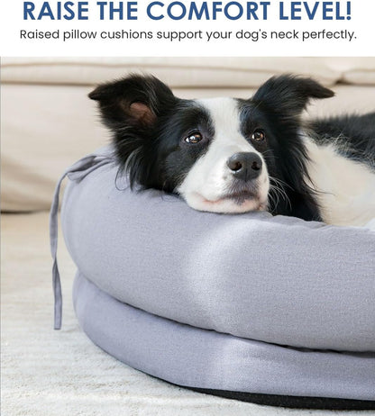 Orthopedic Dog Bed For Large Dogs, Pet Sofa Bed with Egg Crate Foam, 4-Sided Bolster, Removable Washable Cover & Anti-Slip Bottom, Gray