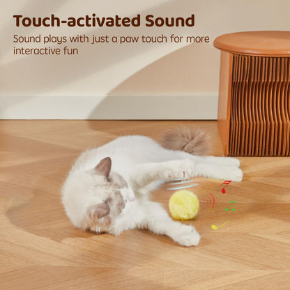 Chirping Cat Toy Balls with Silvervine Catnip, 3 Pack Fluffy Interactive Cat Kickers, 3 Lifelike Animal Sounds, Catnip Exercise Toys