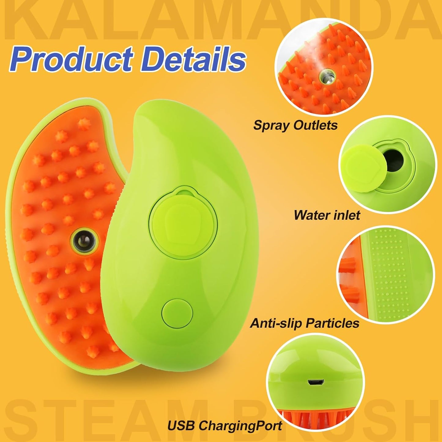 Cat Steam Brush, 3 in 1 Steamy Pet Brush, Silicone Massage Dog Hair Remover Comb(Mango/Avocado)