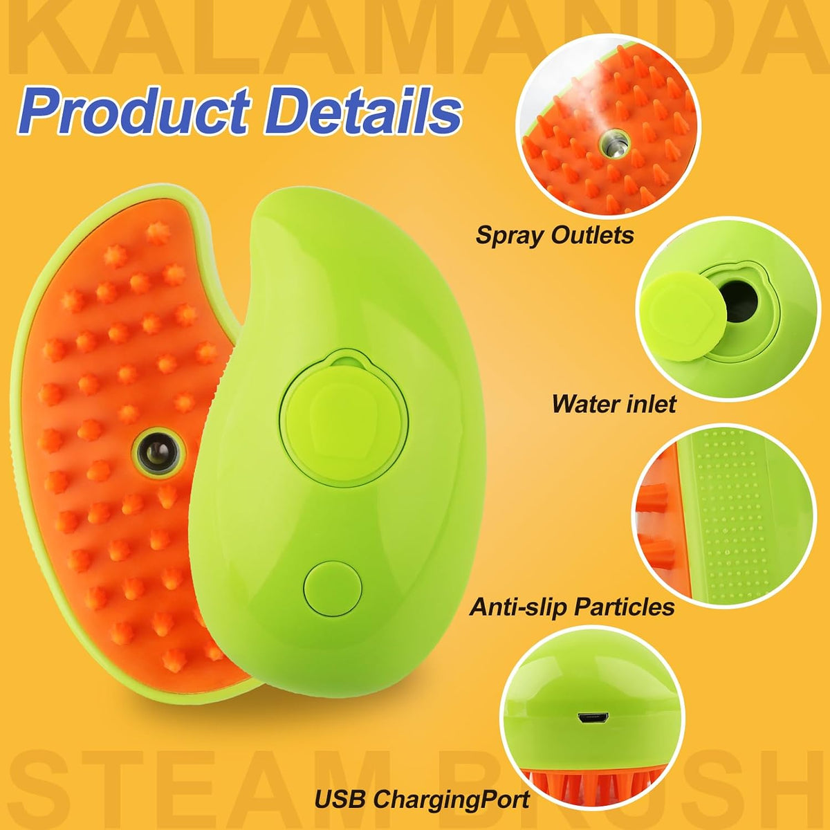 Cat Steam Brush, 3 in 1 Steamy Pet Brush, Silicone Massage Dog Hair Remover Comb(Mango/Avocado)