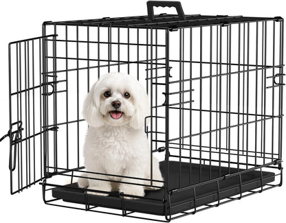 Dog Crate 36Inch Dog Cage Foldable Metal Kennel with Leakproof Tray Foldable Design Indoor Outdoor Use for Medium Dogs,Black