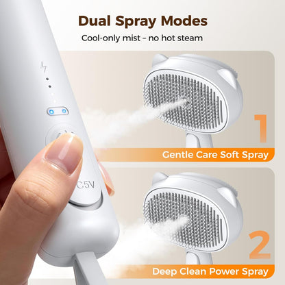 Self Cleaning Shedding Steam Cat Brush, Silicone Scraper Included